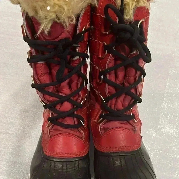 [8.5]Sorel Tofino Joan of Arc Waterproof Insulated Boot Red Faux  Fur Trim - Picture 8 of 13